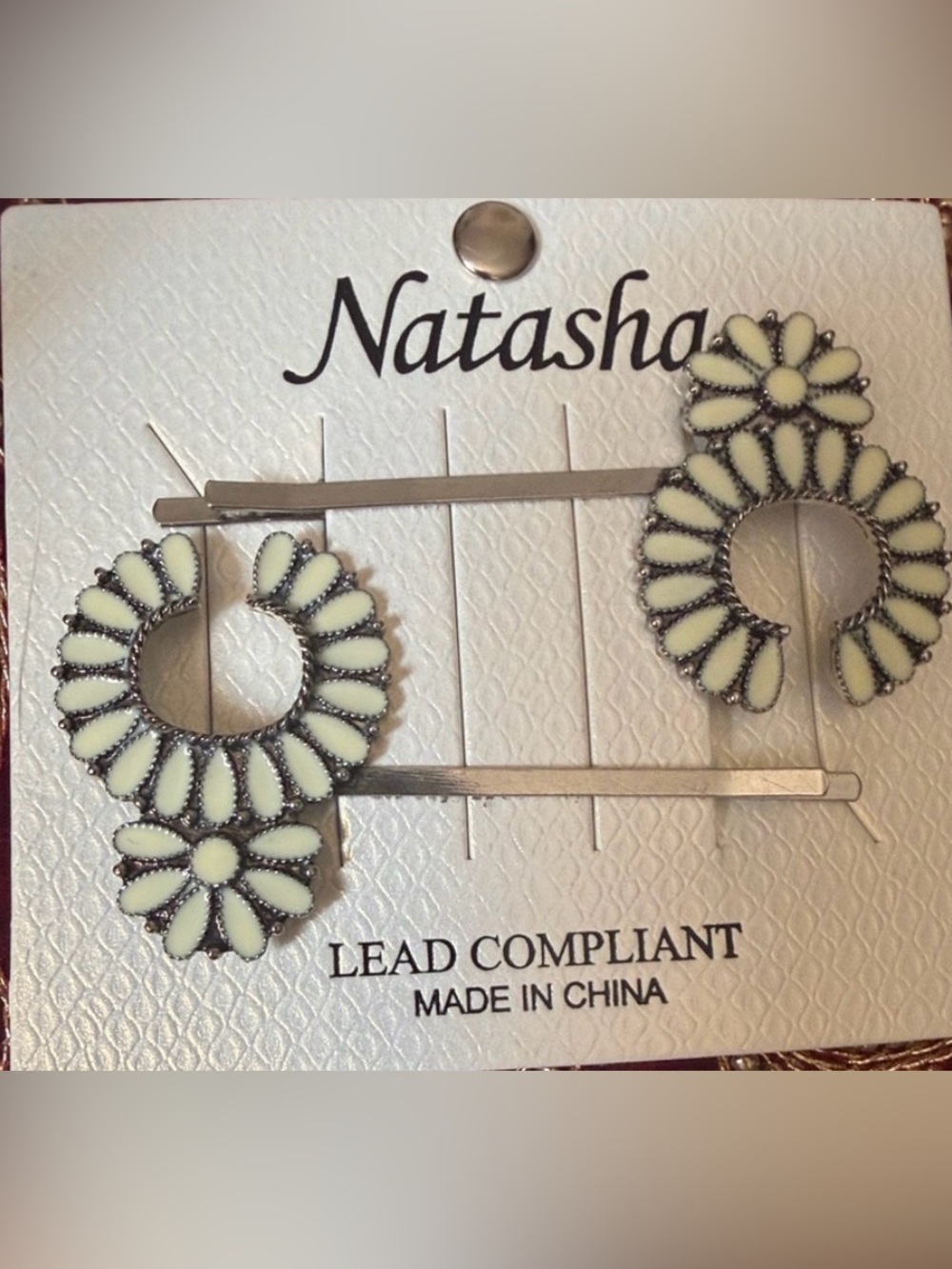Natasha Couture Cream Floral Hoop Hair Pins